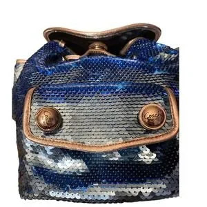 Coach | Bags | Coach Poppy Sequin Backpack Blue Metallic Bag  display picture 1
